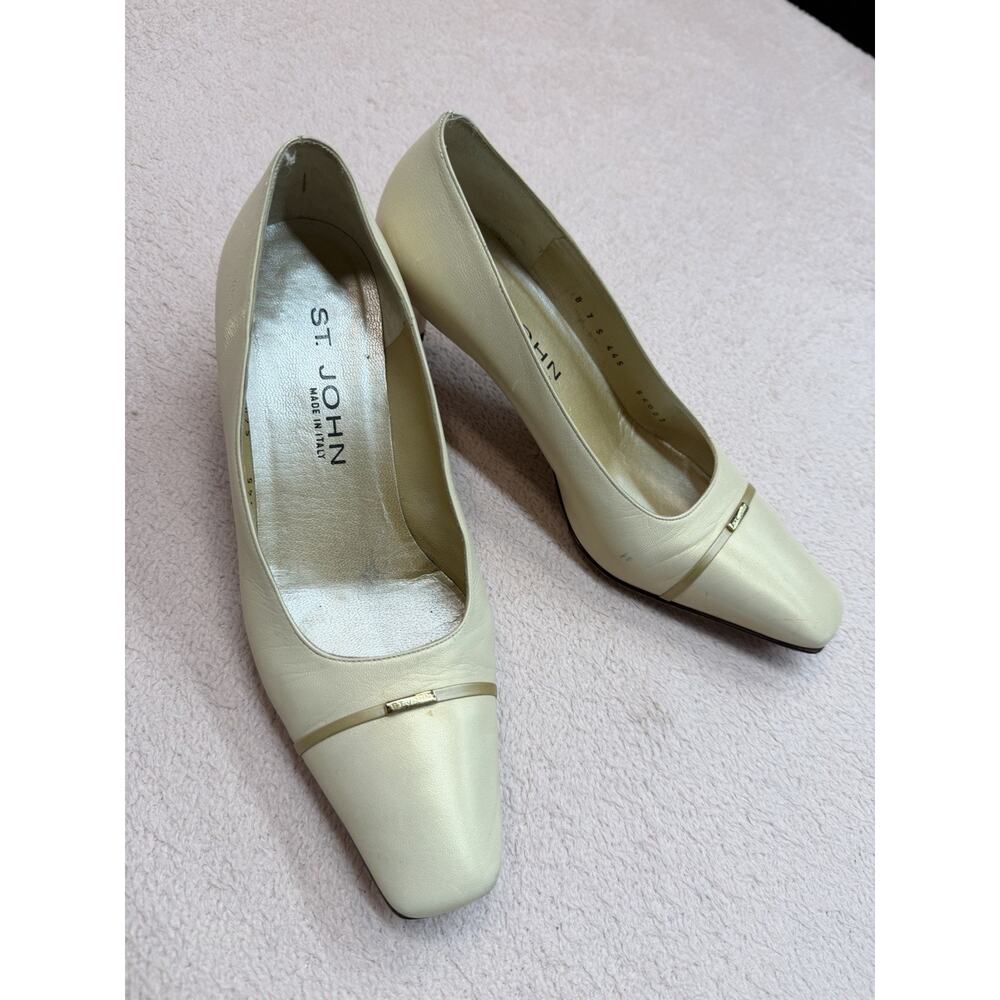 St. John Angela AJ224018 Leather Pumps 7B Made Italy Vintage - Picture 3 of 11